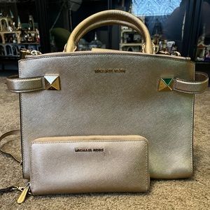 Gold Michael Kors Bag & Wallet